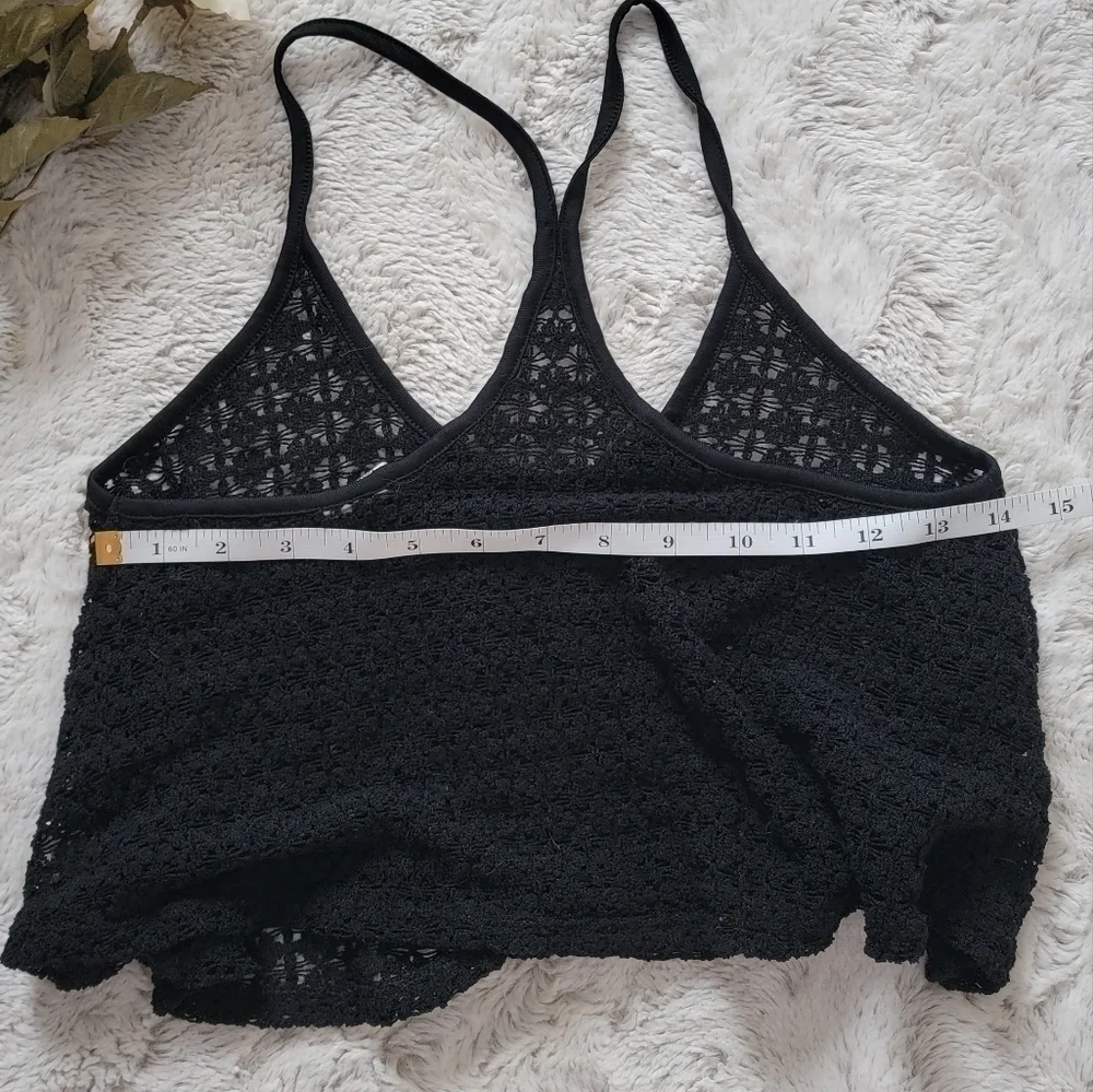 ✨️CL Victoria's Secret Pink Black Crochet Crop‎ Top Size XS/S